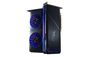کارت گرافیک اینتل Arc B770 به رنگ مشکی و آبی