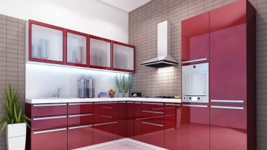 کابینت آشپزخانه هایگلاس قرمز