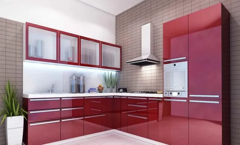 کابینت آشپزخانه هایگلاس قرمز