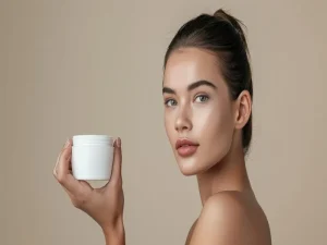 یک خانم با یک کرم در دست